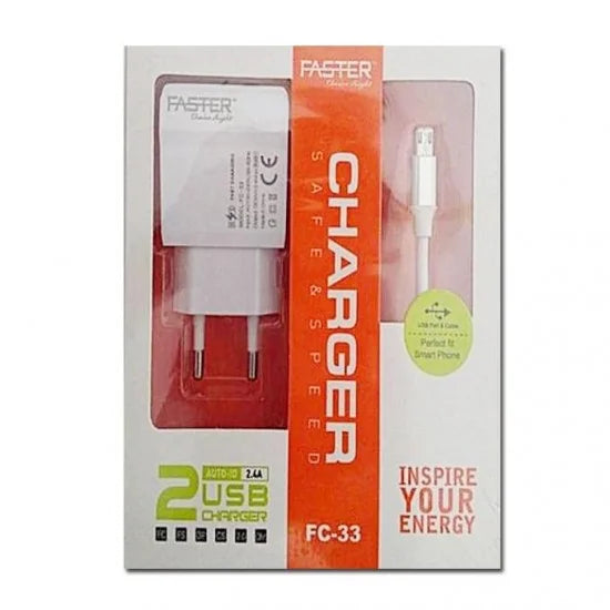 Faster FC-33 Fast Charging Charger For Android - White Faster FC-33 Fast Charging Charger For Android - White